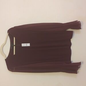 NEW WHBM White House Black Market V-Neck Woven Long Sleeve Blouse Womens Size XL